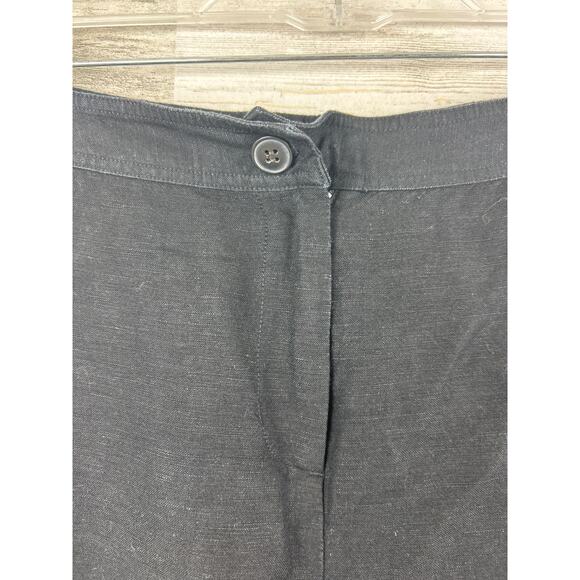 Zozo Women’s 10 Black Linen Blend Wide Leg Crop Pants Fringe Hem Boho - Picture 4 of 7